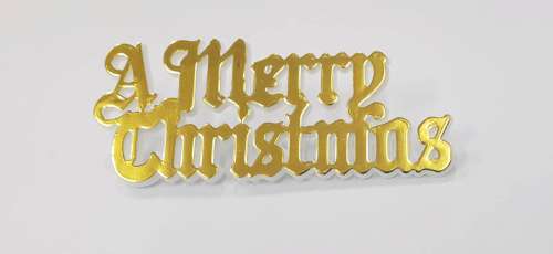 Merry Christmas Cake Motto White/Gold - Click Image to Close